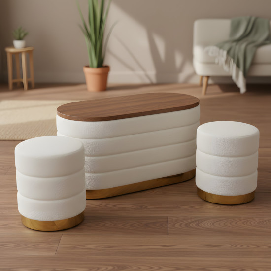 Storage Pouf Set - 3 Pcs